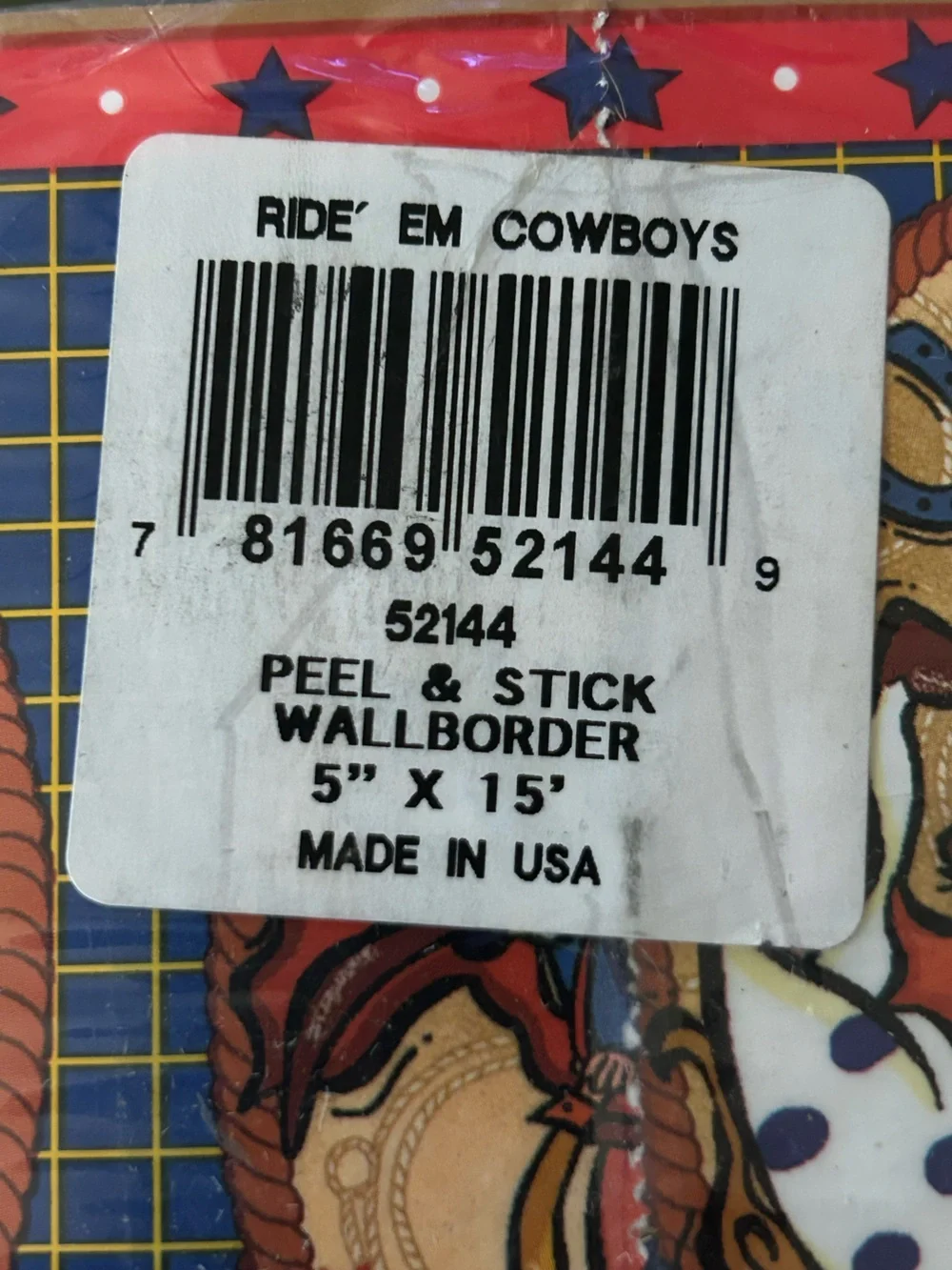 RIDE EM ' COWBOY Peel & Stick Wall Border Horses Western Rodeo Set of 4 NEW